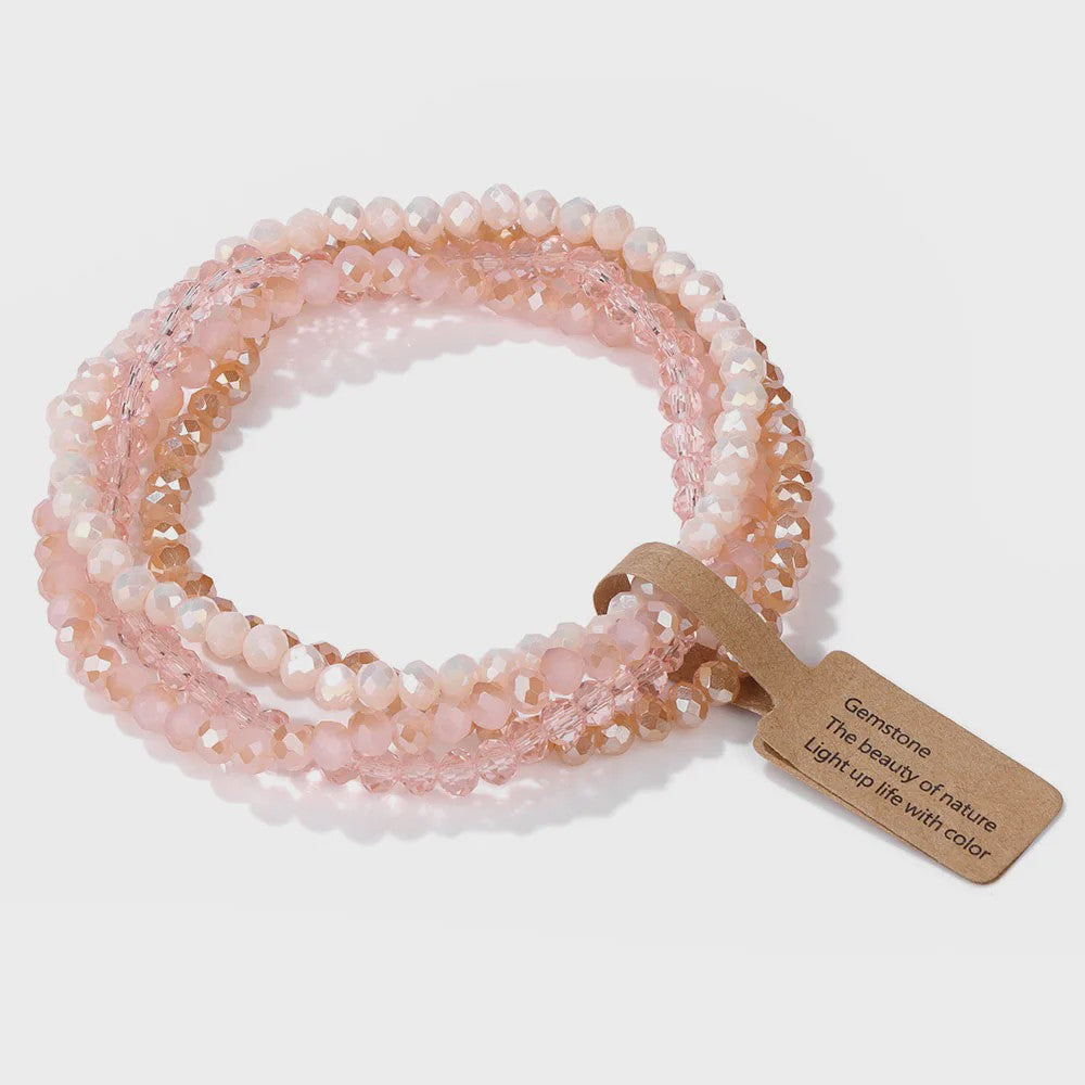 Set van 4 Kristallen Kralen Armbanden - Kleurrijk & Elegant