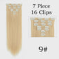 24 Inch Clip-in Haarverlenging - 7 Delig Set met 16 Clips - Synthetisch Recht Haar (Blond & Zwart)