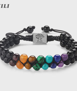 7 Chakra Dubbellaags Edelsteen Armband - Yoga, Meditatie & Helende Kristallen