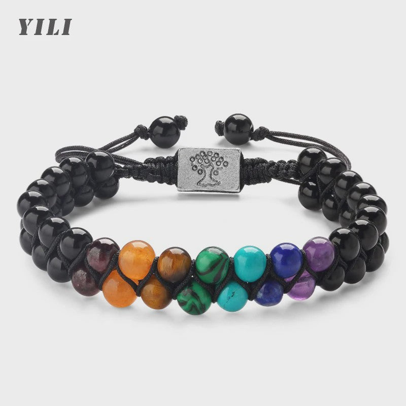 7 Chakra Dubbellaags Edelsteen Armband - Yoga, Meditatie & Helende Kristallen