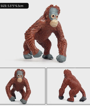 Oenux Wild Animal Speelfiguren: Aap, Chimpansee, Orang-oetan & Gibbon (PVC)