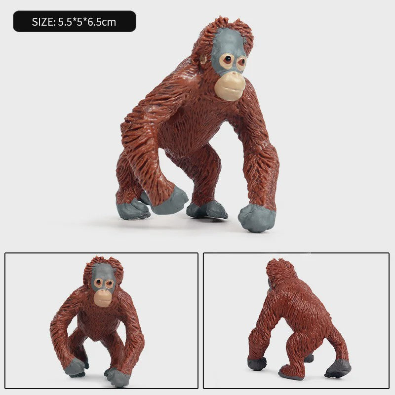Oenux Wild Animal Speelfiguren: Aap, Chimpansee, Orang-oetan & Gibbon (PVC)