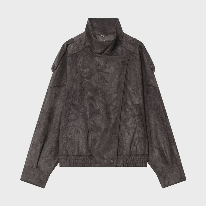 Chique Dames Faux Leren Jas - Veelzijdige Lange Mouwen Jas voor Herfst & Winter