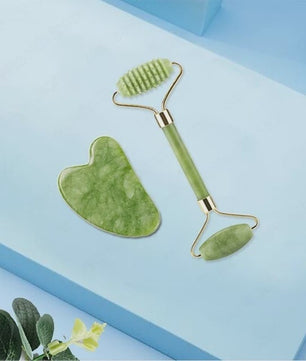 Gua Sha Jade Roller & Schraper Set - Gezichts- en Lichaamsmassage voor Huidverbetering