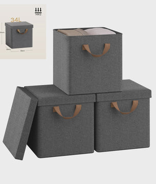 Opvouwbare Opbergbox met Deksel - Set van 3 of 5 - Stoffen Organizer voor Kleding en Speelgoed