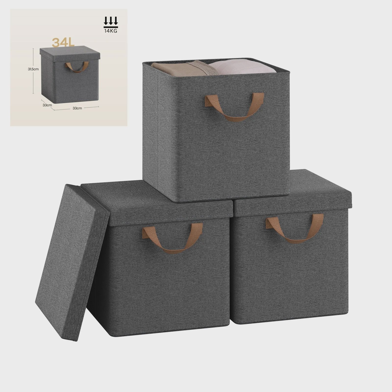 Opvouwbare Opbergbox met Deksel - Set van 3 of 5 - Stoffen Organizer voor Kleding en Speelgoed