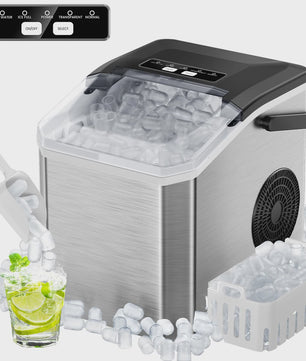 Bogseth Draagbare IJsmachine voor aanrecht - Snel ijs (6 min), 12kg/dag, Zelfreinigend, Compact