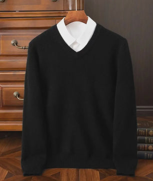 Heren V-hals Trui 100% Merino Wol & Kasjmier - Smart Casual Pullover