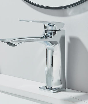 Moderne Wastafelkraan Messing - Enkel Hendel Mixer - Warm & Koud Water