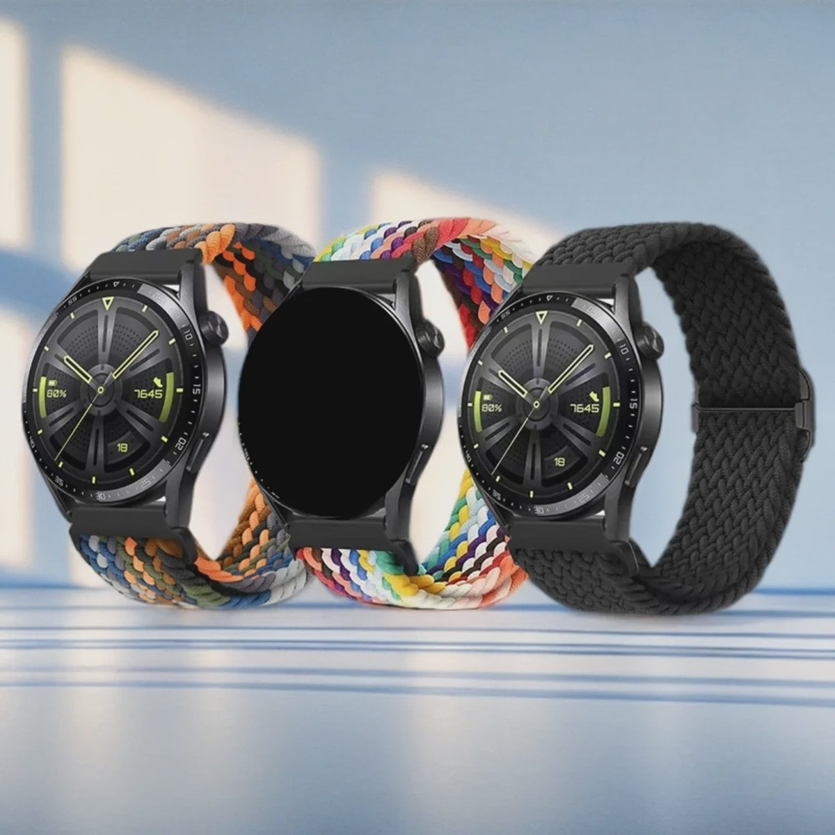 3x Elastische Nylon Bandjes voor Smartwatches (18/20/22mm) - Snelwissel & Comfortabel