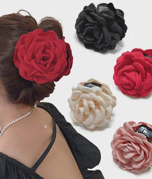 Bloem Haarclip Dames - Katoen Stof Rozen Klip - Medium Maat - Koreaanse Stijl Haarsieraad