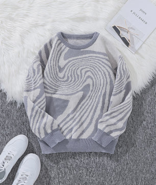Herfst & Winter Heren Trui met Maze Jacquard Patroon - Ronde Hals