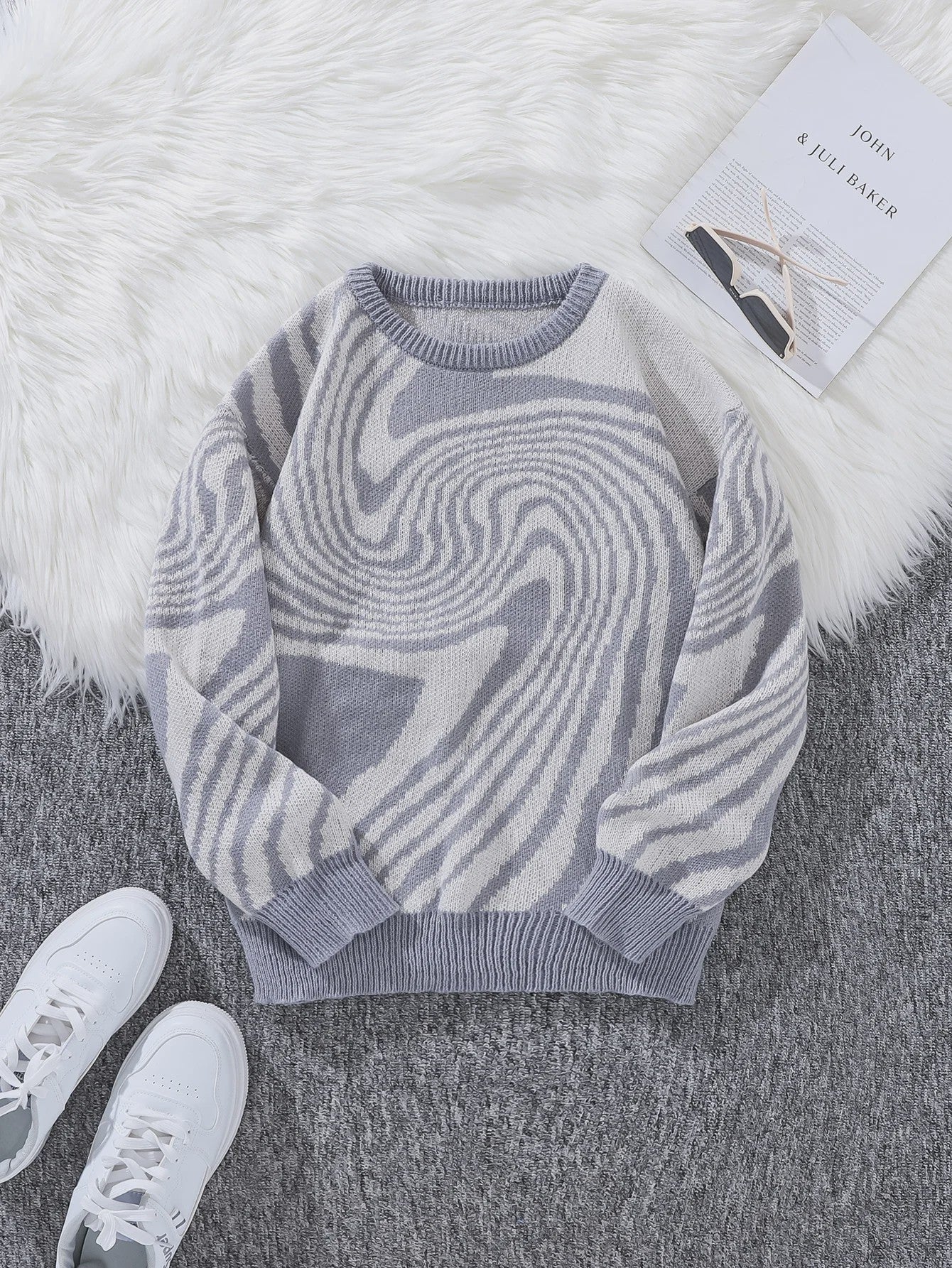 Herfst & Winter Heren Trui met Maze Jacquard Patroon - Ronde Hals