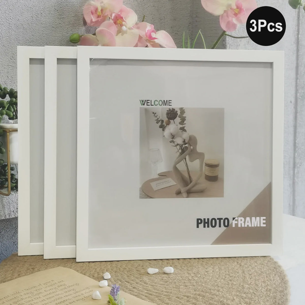 Set van 3 Houten Vierkante Fotolijsten - Wanddecoratie & Desktop - 20x20cm & 30x30cm