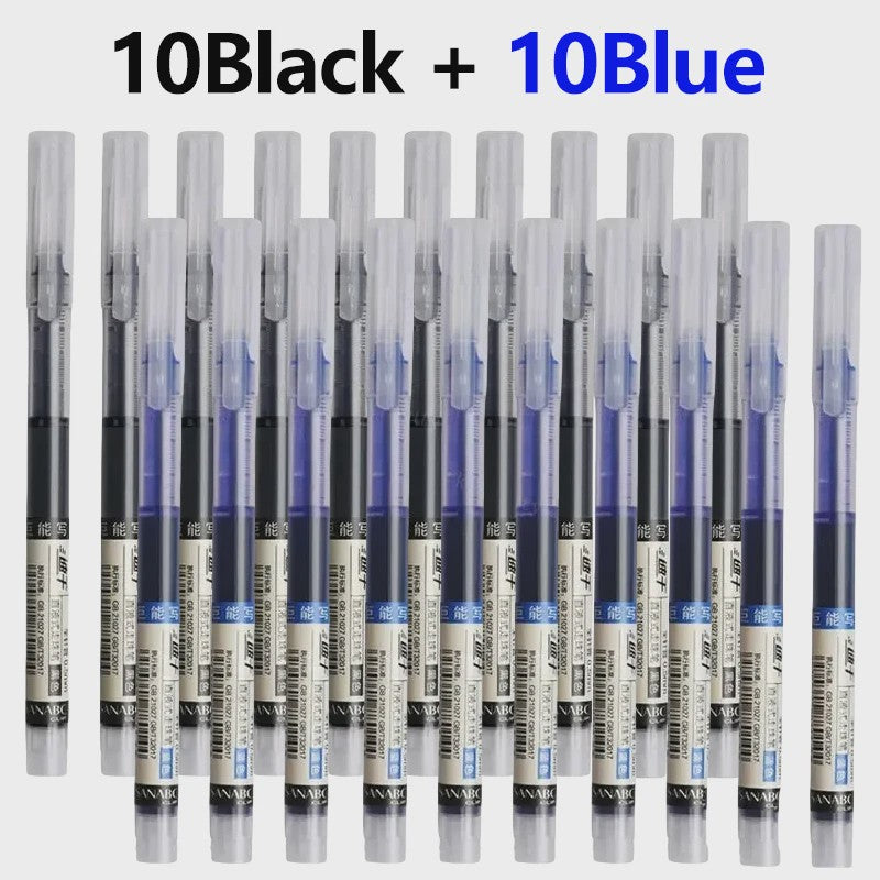 Set van 1-20x Gel Pen Zwart/Blauw/Rood - 0.5mm Naaldpunt voor Studenten & Kantoor