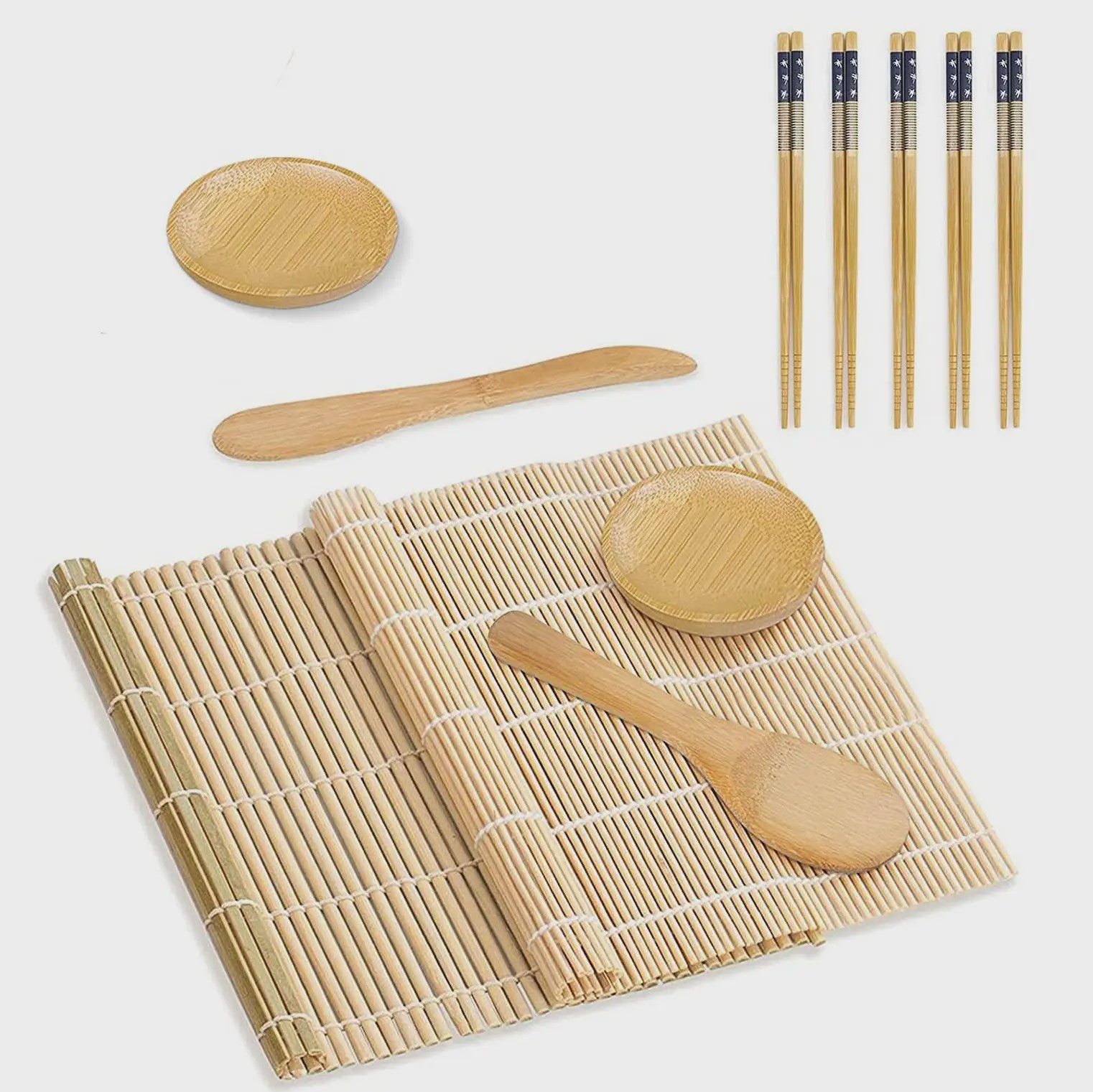 Compleet Sushi Maken Set: Bamboe Mats, Bazooka, Lepels, Eetstokjes & Meer