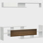 Moderne TV Meubel met Wandrek - 153.6 cm Breed - Wit met Houtdecor Front