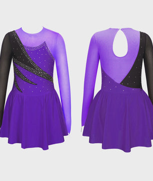 Schaatsjurk Meisjes met Lange Mouwen, Strass en Rokje - Dans & Turnen