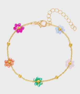 Vintage Boho Ankelbandje met Hartjes & Kristallen - Kleurrijk Zomer Sieraden voor Dames