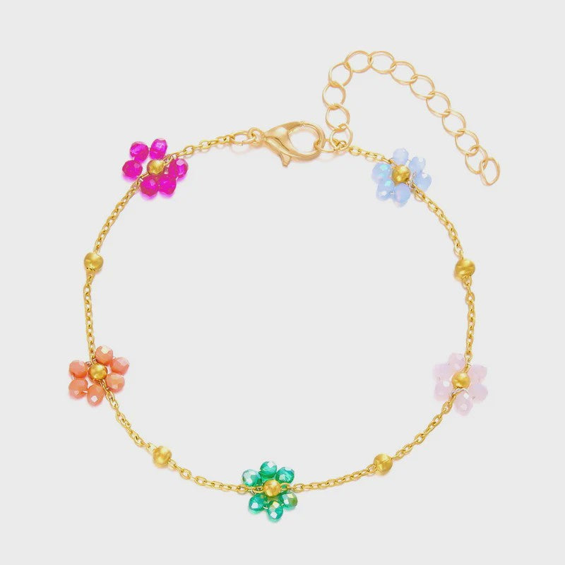 Vintage Boho Ankelbandje met Hartjes & Kristallen - Kleurrijk Zomer Sieraden voor Dames