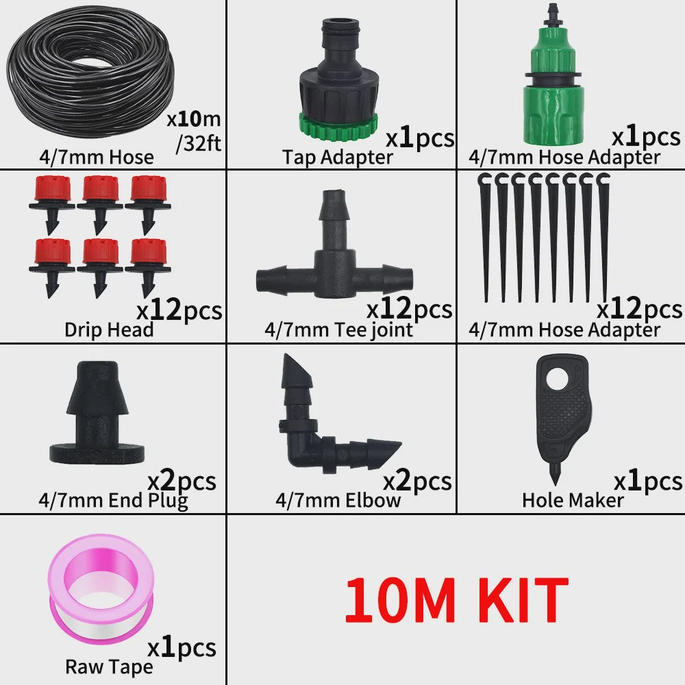 Micro Druppels Irrigatie Systeem Kit - Verstelbare Druppelaars voor Tuin, Terras & Gazon
