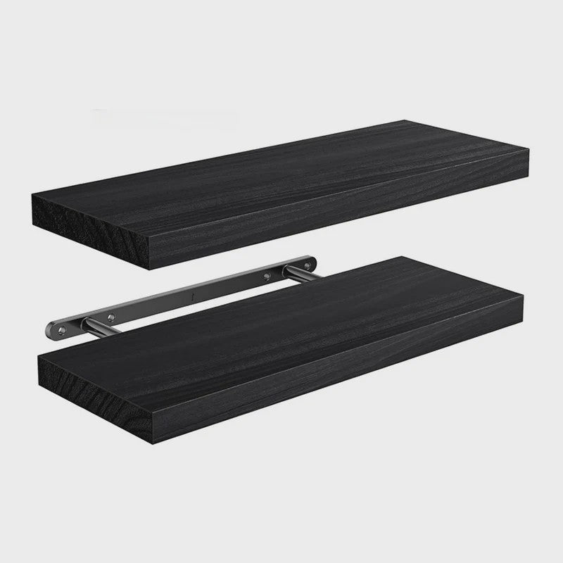 Zwarte Houten Zwevende Wandplanken - Set van 2 - Onzichtbaar Montagesysteem - Stijlvol & Praktisch