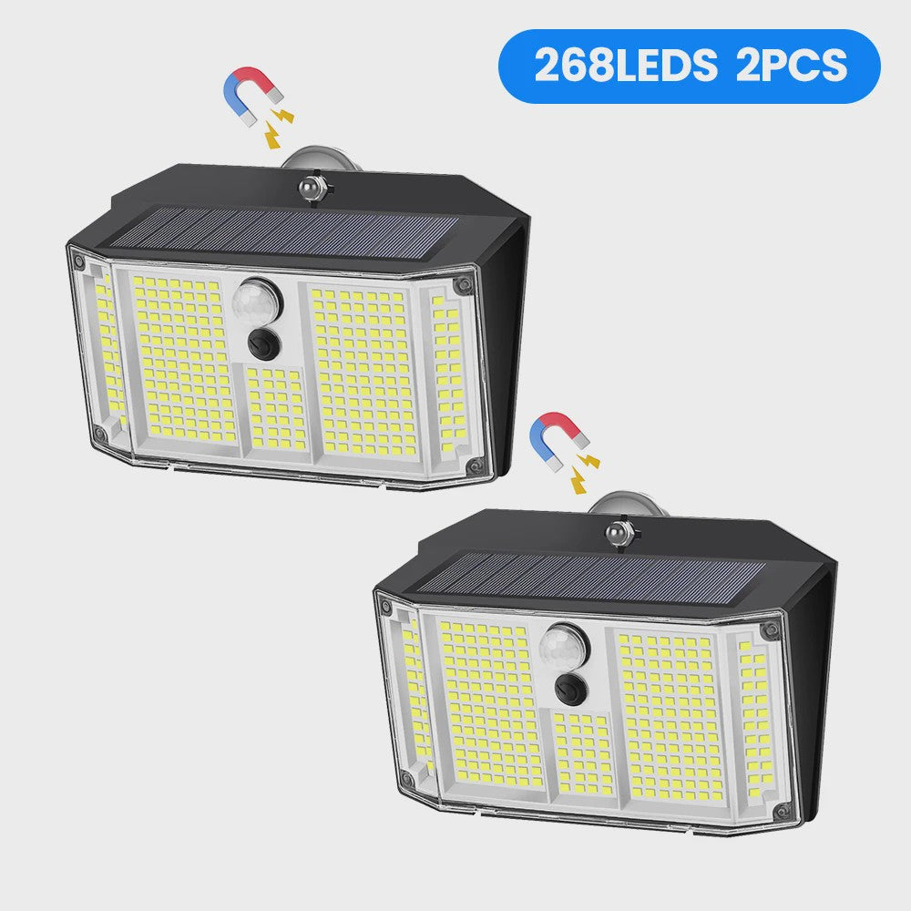 Magnetische Solar Wandlamp met Bewegingssensor - 268 LED, IP65 Waterdicht, 3 Modi