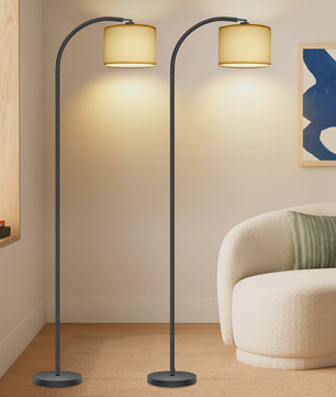 Moderne Boog Vloerlamp 170cm met Linnen Lampenkap, Voetschakelaar & LED E27 Bulb