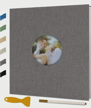 Luxe Linnen Scrapbook Album - Zelfklevend, 40 Pagina's voor 4x6, 5x7, 8x10 Foto's - Inclusief Pen & Tool - Perfect voor Familie & Bruiloft