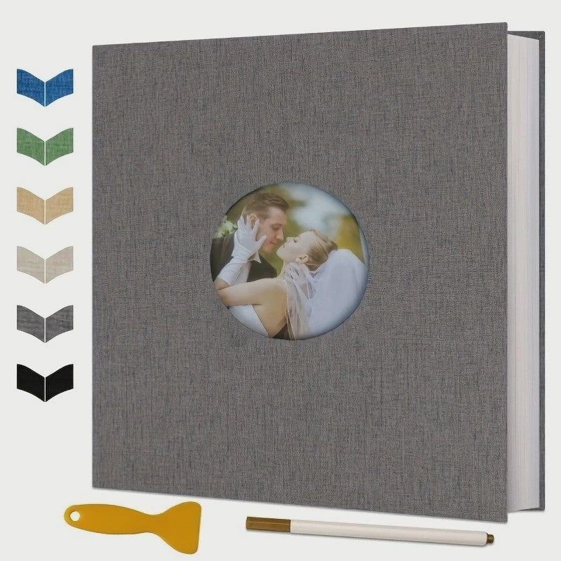 Luxe Linnen Scrapbook Album - Zelfklevend, 40 Pagina's voor 4x6, 5x7, 8x10 Foto's - Inclusief Pen & Tool - Perfect voor Familie & Bruiloft