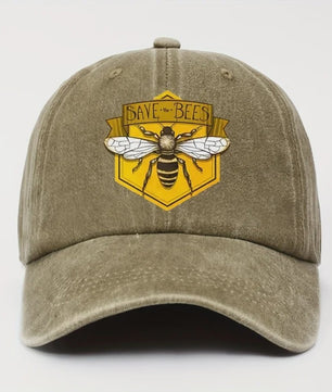 Bee Print Baseball Cap - Verstelbare Casual Pet voor Heren & Dames met Zonbescherming