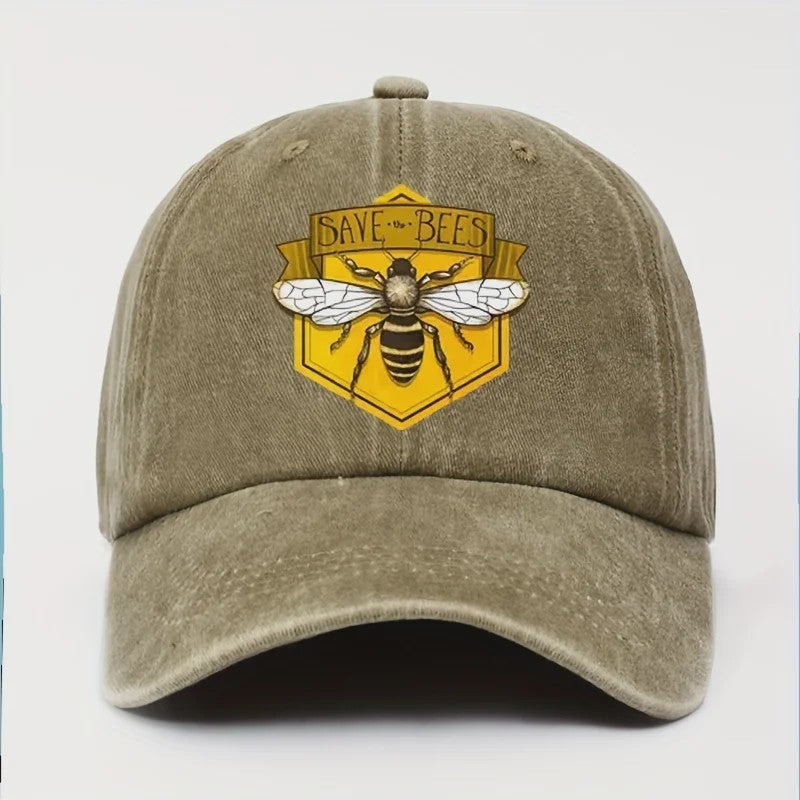 Bee Print Baseball Cap - Verstelbare Casual Pet voor Heren & Dames met Zonbescherming