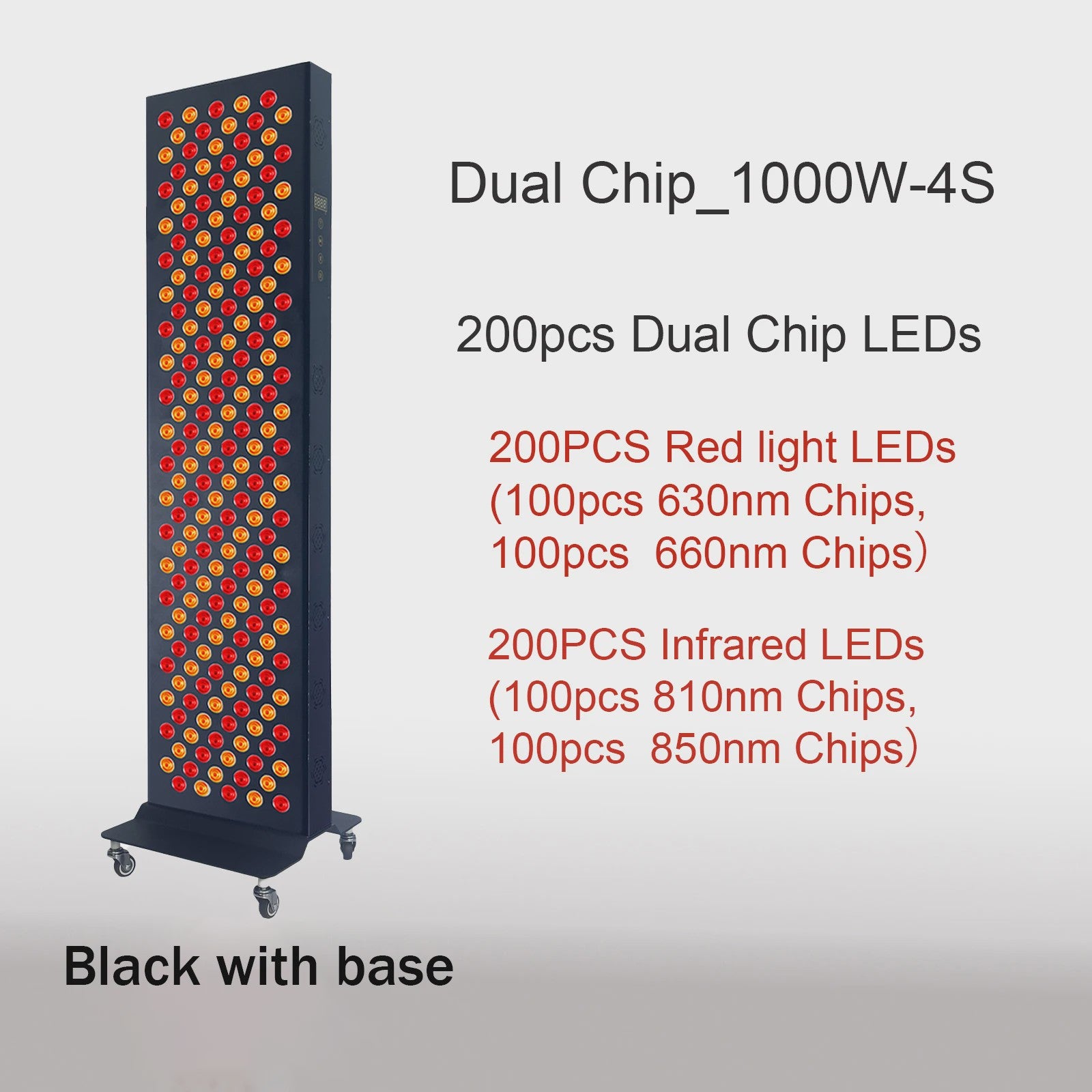 Dual Chip Roodlichttherapie Paneel LED - Gezicht & Lichaam - 630nm/660nm Rood & 810nm/850nm NIR