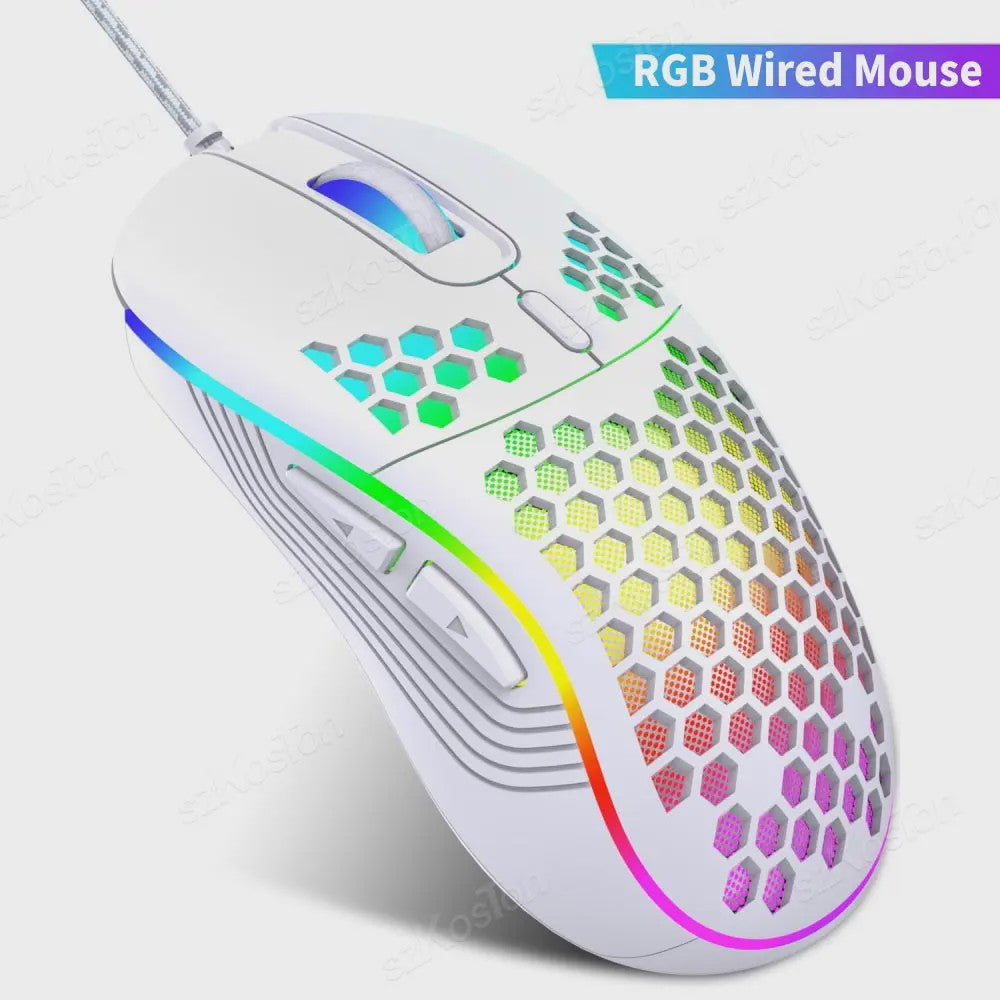 RGB Gaming Muis met Honingraat Design, 7200 DPI, Ergonomisch & Bedraad