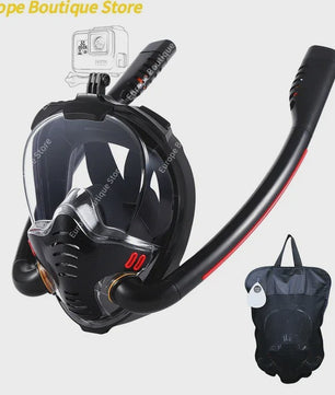 Volledig Gelaats snorkelmasker met Dubbele Buizen - 180° Panoramisch, Anti-condens & Dry Top Systeem