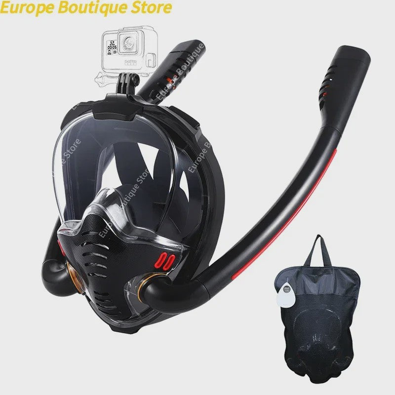 Volledig Gelaats snorkelmasker met Dubbele Buizen - 180° Panoramisch, Anti-condens & Dry Top Systeem