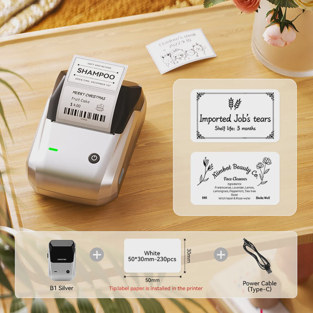 Niimbot B1 Draadloze Thermische Labelprinter - Ideaal voor Kleine Bedrijven, Huis & Cadeaus