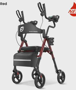 Staande Rollator Walker met PU Zadel en Rugleuning - Opvouwbaar voor Senioren