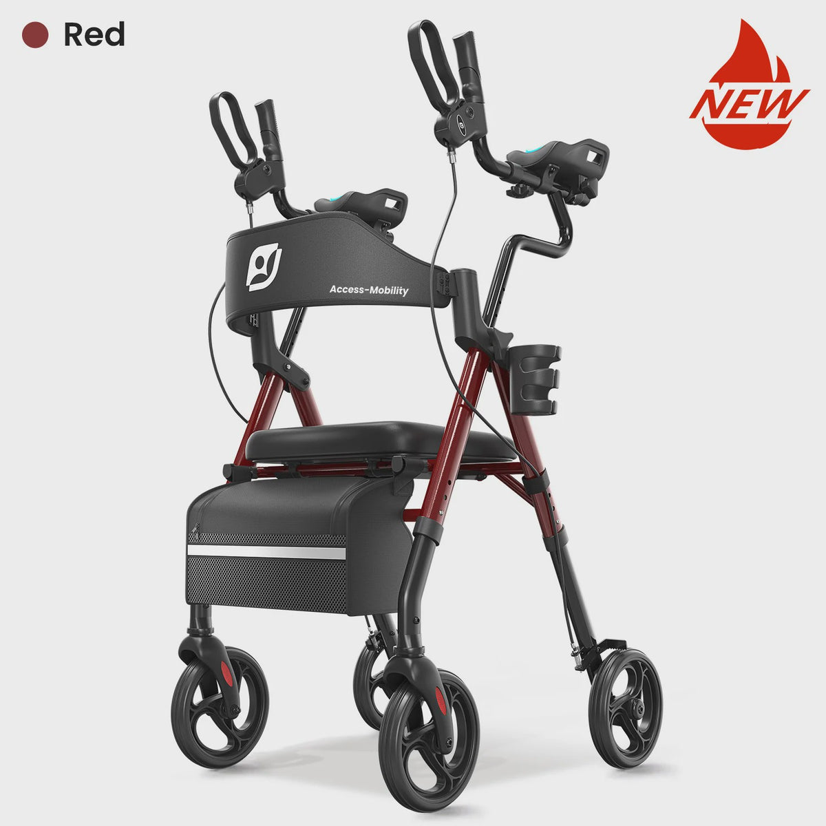 Staande Rollator Walker met PU Zadel en Rugleuning - Opvouwbaar voor Senioren