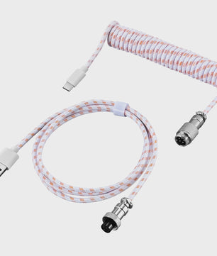 Coiled USB-C naar USB-A Keyboard Kabel met Afneembare Aviator Connector - Dubbel Sleeved