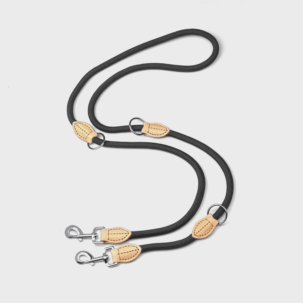 Verstelbare Nylon Dubbele Hondenlijn - Handsfree en Multifunctioneel voor 1 of 2 Honden