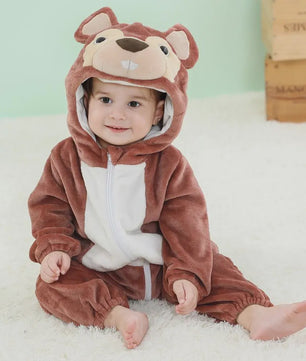 Baby Romper Dierenkostuum Kigurumi - Zacht Flanellen Jumpsuit voor Jongens & Meisjes