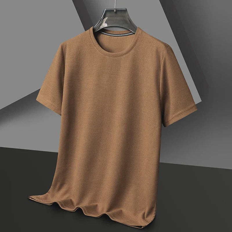 Zomer Wafel T-shirt Heren Korte Mouw Ronde Hals - Comfortabel en Ademend