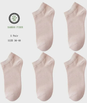 5 Paar Bamboevezel Enkel Sokken Dames - Ademend & Comfortabel Zomer