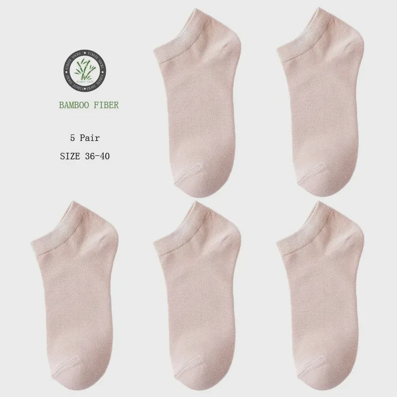 5 Paar Bamboevezel Enkel Sokken Dames - Ademend & Comfortabel Zomer