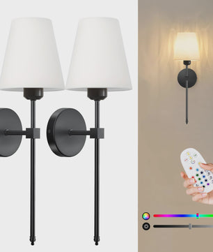 Draadloze Wandlamp met Afneembare Batterijlamp en Afstandsbediening - 15 Kleuren