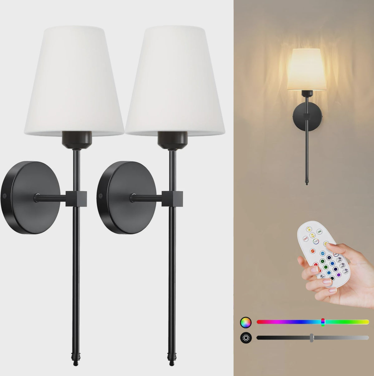 Draadloze Wandlamp met Afneembare Batterijlamp en Afstandsbediening - 15 Kleuren