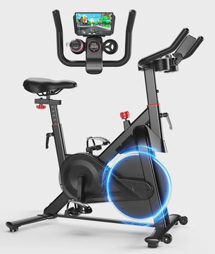 Indoor Hometrainer Fiets met 32 Weerstandsniveaus, LCD Scherm & Tablethouder
