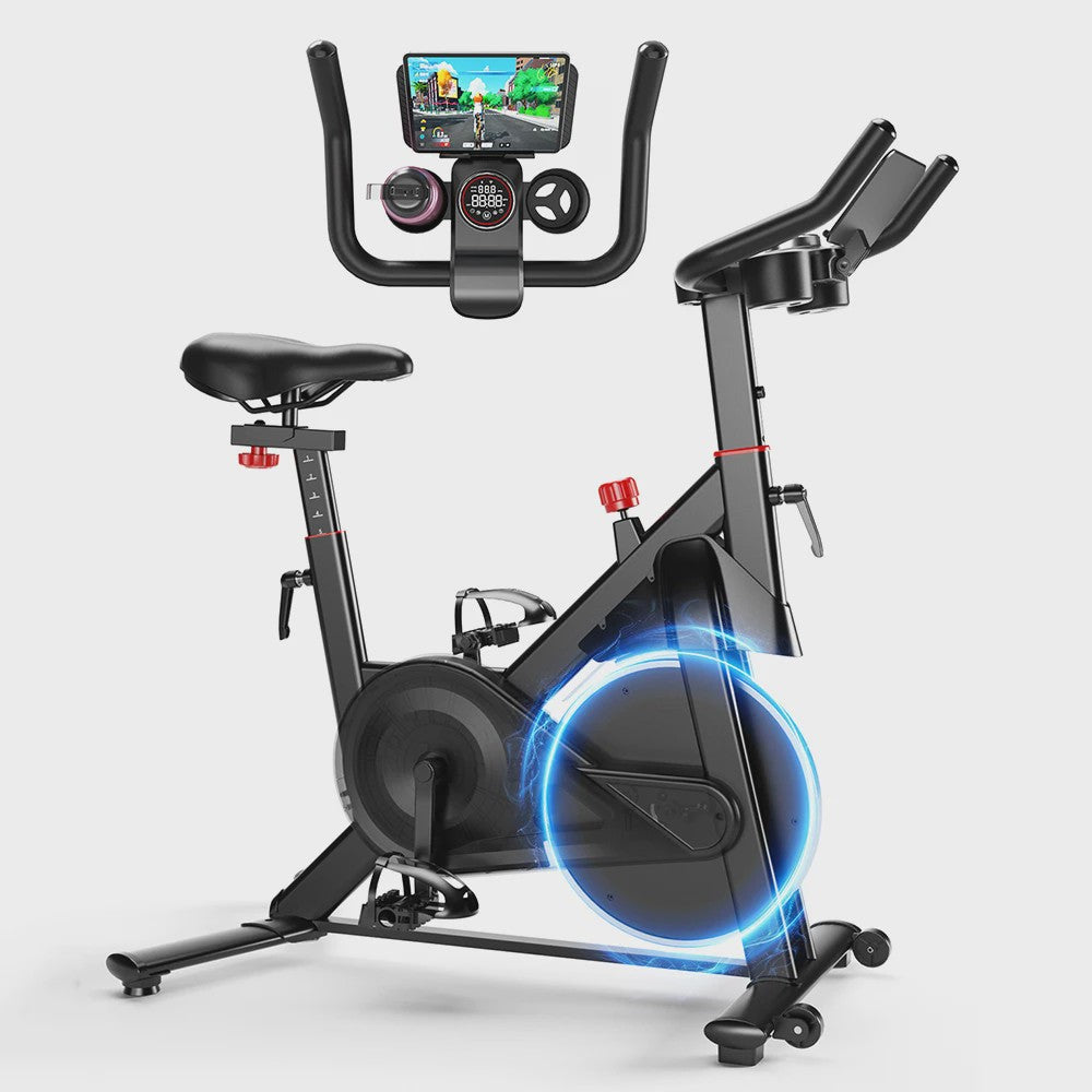 Indoor Hometrainer Fiets met 32 Weerstandsniveaus, LCD Scherm & Tablethouder