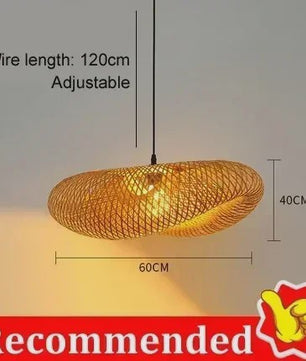 Handgemaakte Bamboe Woven Hanglamp - Vintage Stijl voor Woonkamer & Eetkamer (40-80cm)